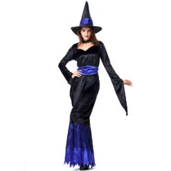 Blue Black Maxi Dress Witch Cosplay Costume Halloween/Stage Performance/Party -Procosplayshop 10432337727 1734513592