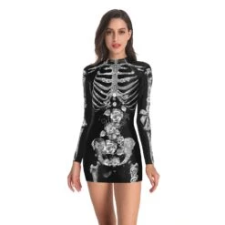 Adults Women Skeleton Short Dress Halloween Cosplay Costume -Procosplayshop 11365668606 1084086270
