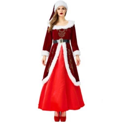2022 New Couple Matching Christmas Santa Costume Full Set Deluxe Version -Procosplayshop 2019 Deluex Christmas Santa Costumes Vintage Floor Length Dress with Santa Hat for Women 1 056b0ac1 86af 4169 9fdb 1328b396229b