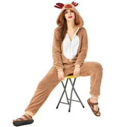 Halloween Christmas Costume Adults Christmas Reindeer Costume Jumpsuit Flannel Pajamas -Procosplayshop 2019 New Adults Christmas Reindeer Costume Jumpsuit 2