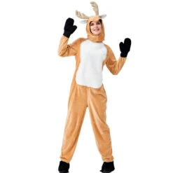 Adults Unisex Christmas Reindeer Cosplay Costume Jumpsuit Winter Flannel Pajamas -Procosplayshop 2019 New Adults Unisex Christmas Reindeer Costume Jumpsuit 3