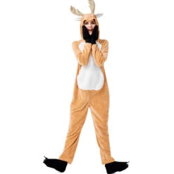 Adults Unisex Christmas Reindeer Cosplay Costume Jumpsuit Winter Flannel Pajamas -Procosplayshop 2019 New Adults Unisex Christmas Reindeer Costume Jumpsuit 4