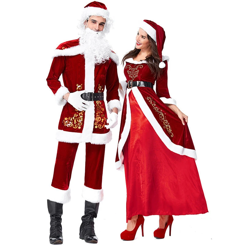 2022 New Couple Matching Christmas Santa Costume Full Set Deluxe Version - Image 2