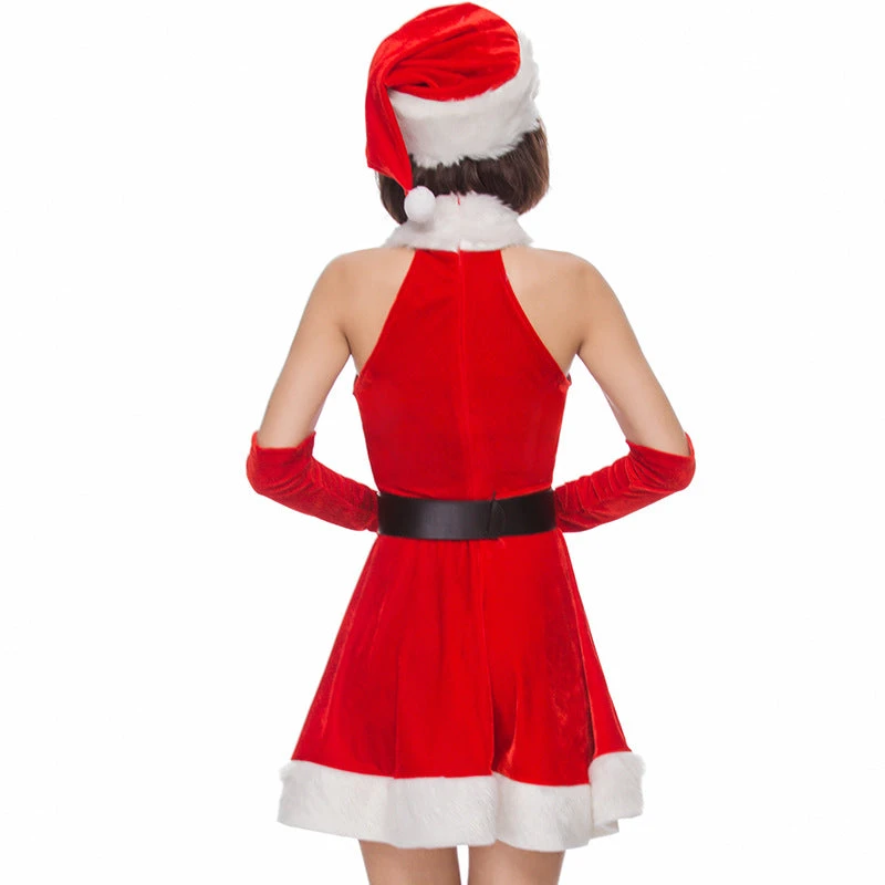 2022 New Women Girls Christmas Santa Costume Dress With Hat - Image 2