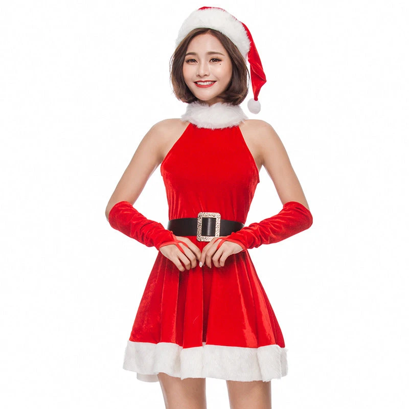 2022 New Women Girls Christmas Santa Costume Dress With Hat - Image 5
