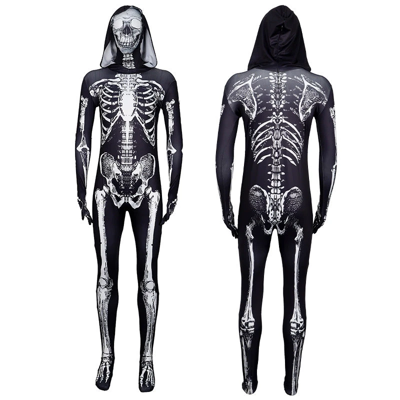 2023 Child Adult Halloween Dress Up Costume Skeleton Man Zentai Black And White Skeleton Costume Jumpsuit 5 2023 Child Adult Halloween Dress Up Costume Skeleton Man Zentai Black And White Skeleton Costume Jumpsuit - Image 3