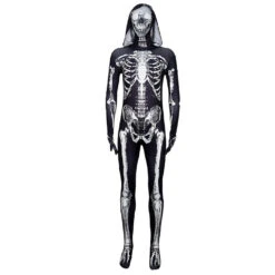 2023 Child Adult Halloween Dress Up Costume Skeleton Man Zentai Black And White Skeleton Costume Jumpsuit