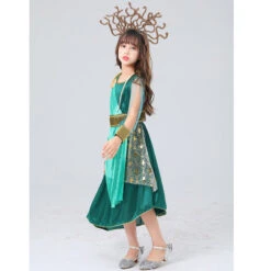 2023 Child Ancient Greek Mythology Snake Hair Banshee Costume Girls Medusa Green Dress Halloween Costumes -Procosplayshop 2023ChildAncientGreekMythologySnakeHairBansheeCostumeGirlsMedusaGreenDressHalloweenCostumes 4