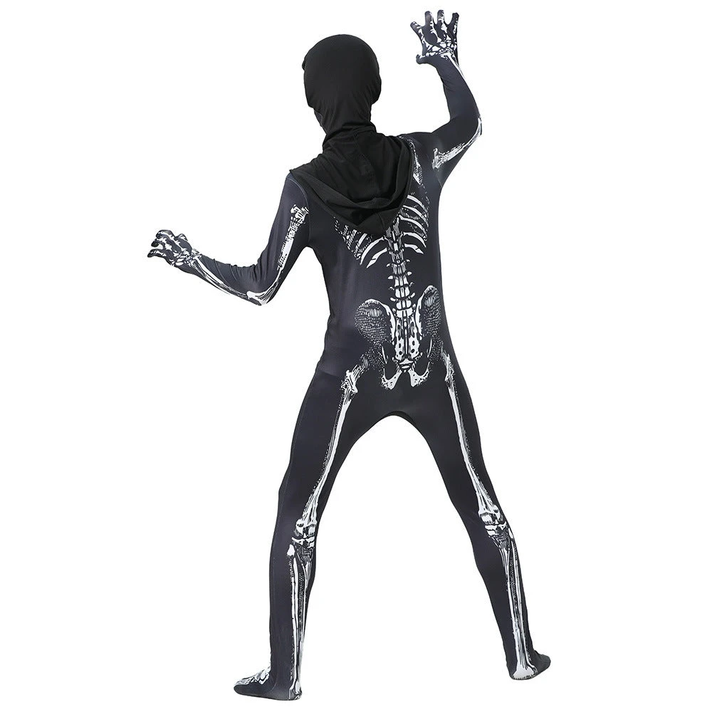 2023 Children's Halloween Skeleton Cosplay Hooded Zentai Costume Boys And Girls Halloween Carnival Party Costumes 6 2023 Children's Halloween Skeleton Cosplay Hooded Zentai Costume Boys And Girls Halloween Carnival Party Costumes - Image 4