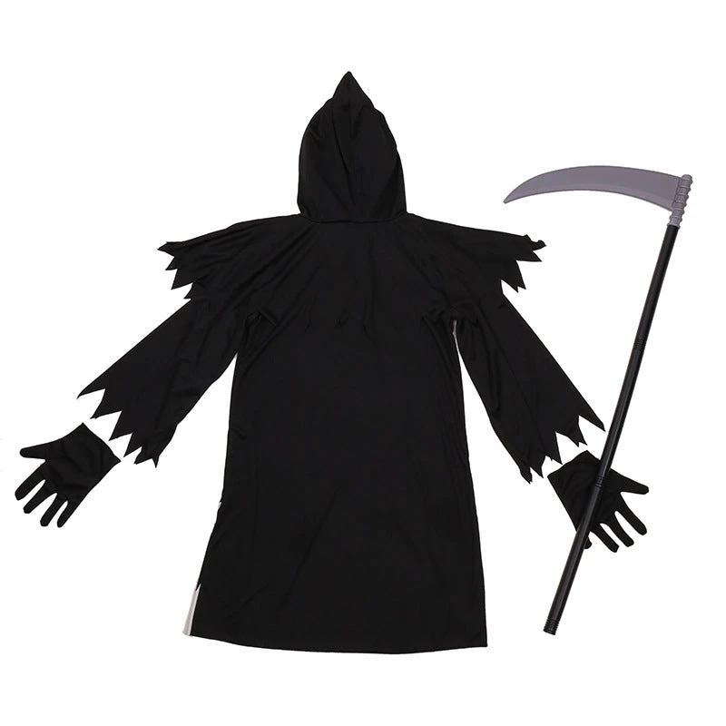 2023 Glow In The Dark Grim Reaper Costume Kids Halloween Party Cosplay Death Costume And Scythe Props 7 2023 Glow In The Dark Grim Reaper Costume Kids Halloween Party Cosplay Death Costume And Scythe Props - Image 5