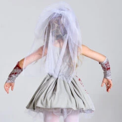 2023 Halloween Costume Child Scary Gray Bloodstained Ghost Bride Costume Girl's Masquerade Dress Sling Tutu -Procosplayshop 2023HalloweenCostumeChildScaryGrayBloodstainedGhostBrideCostumeGirl sMasqueradeDressSlingTutu 3