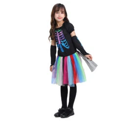 2023 Halloween Kids Colorful Neon Skeleton Costume School Party Halloween Girls Mesh Dress Costume 11 2023 Halloween Kids Colorful Neon Skeleton Costume School Party Halloween Girls Mesh Dress Costume -Procosplayshop 2023HalloweenKidsColorfulNeonSkeletonCostumeSchoolPartyHalloweenGirlsMeshDressCostume 4