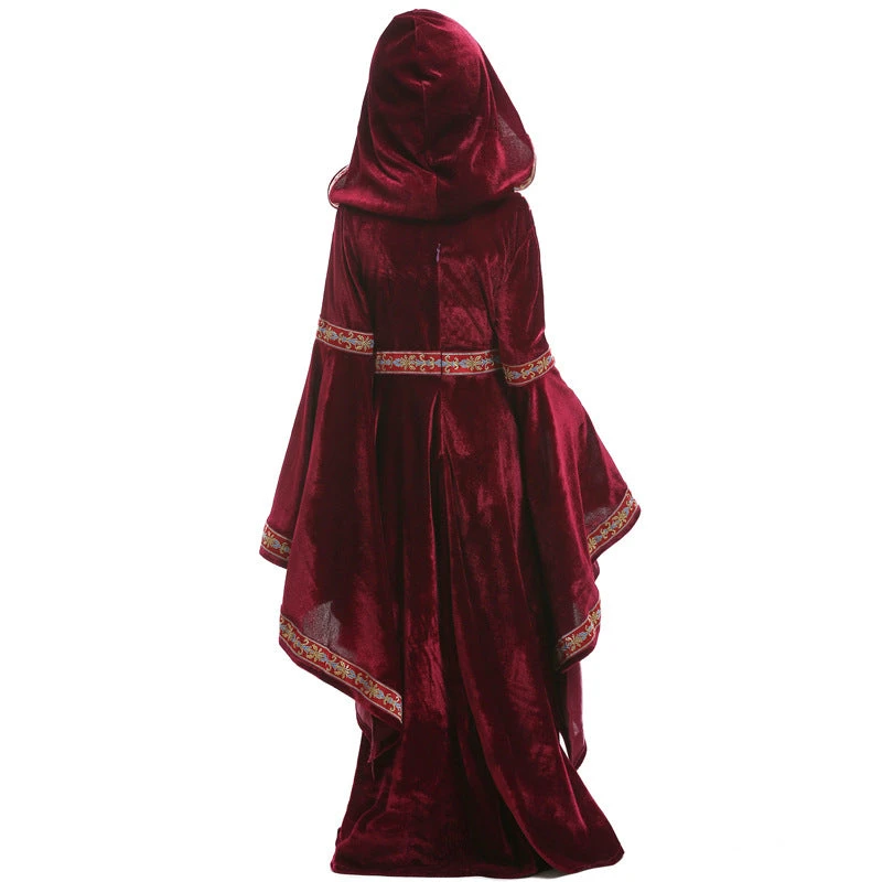 2023 Halloween Kids Vampire Costume Girls Performance Costume Burgundy European Medieval Costume 4 2023 Halloween Kids Vampire Costume Girls Performance Costume Burgundy European Medieval Costume - Image 2