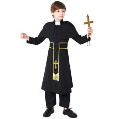 2023 Kids Halloween Costume Girls Boys Black Robe Priest Costume Choir Stage Performance Costume -Procosplayshop 2023KidsHalloweenCostumeGirlsBoysBlackRobePriestCostumeChoirStagePerformanceCostume 3
