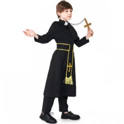 2023 Kids Halloween Costume Girls Boys Black Robe Priest Costume Choir Stage Performance Costume -Procosplayshop 2023KidsHalloweenCostumeGirlsBoysBlackRobePriestCostumeChoirStagePerformanceCostume 4