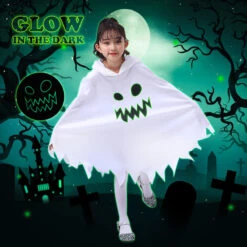 2023 Kids White Ghost Costume Glow-in-the-Dark Ghostface Cape Girls Boys Halloween Cosplay Party Dressup Costumes -Procosplayshop 2023KidsWhiteGhostCostumeGlow in the DarkGhostfaceCapeGirlsBoysHalloweenCosplayPartyDressupCostumes