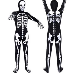 2023 Kids And Adults Halloween Scary Skeleton Ghost Onesie Zentai Halloween Party Jumpsuit Costume