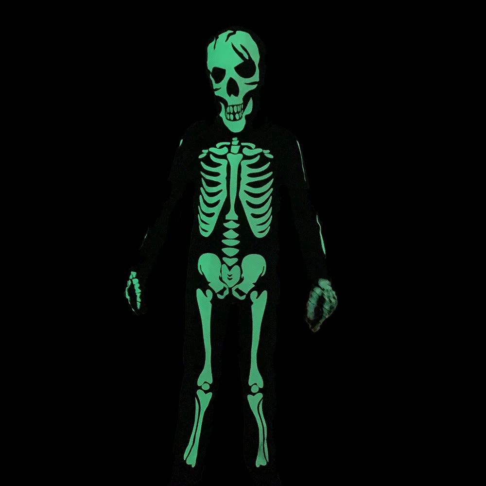 2023 New Kids Costume Glow-in-the-dark Scary Skeleton Jumpsuit Zentai Halloween Canival Outfit For Girls Boys 4 2023 New Kids Costume Glow-in-the-dark Scary Skeleton Jumpsuit Zentai Halloween Canival Outfit For Girls Boys - Image 2