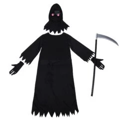 2023 New Kids Halloween Costume Red Light Eyes Reaper Costume Robe With Scythe Props For Girls Boys -Procosplayshop 2023NewKidsHalloweenCostumeRedLightEyesReaperCostumeRobeWithScythePropsForGirlsBoys 3