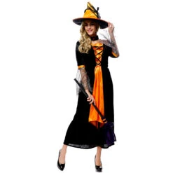 Orange Black Spider Net Witch Cosplay Costume Halloween/Stage Performance/Party -Procosplayshop 3097328245 1734513592