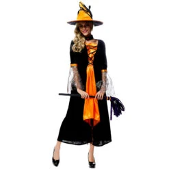 Orange Black Spider Net Witch Cosplay Costume Halloween/Stage Performance/Party -Procosplayshop 3097340096 1734513592