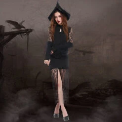 High Slit Lace Sexy Slim Witch Costume Halloween/Stage Performance/Party -Procosplayshop 3326213523 1734513592