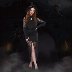 High Slit Lace Sexy Slim Witch Costume Halloween/Stage Performance/Party -Procosplayshop 3326721501 1734513592