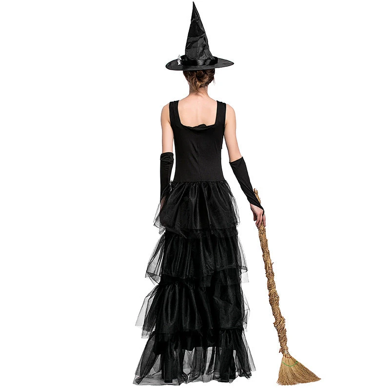 Black Sleeveless Pouf Cake Witch Costume Halloween/Stage Performance/Party 4 Black Sleeveless Pouf Cake Witch Costume Halloween/Stage Performance/Party - Image 2