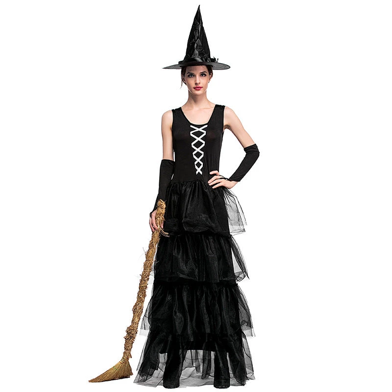 Black Sleeveless Pouf Cake Witch Costume Halloween/Stage Performance/Party 5 Black Sleeveless Pouf Cake Witch Costume Halloween/Stage Performance/Party - Image 3