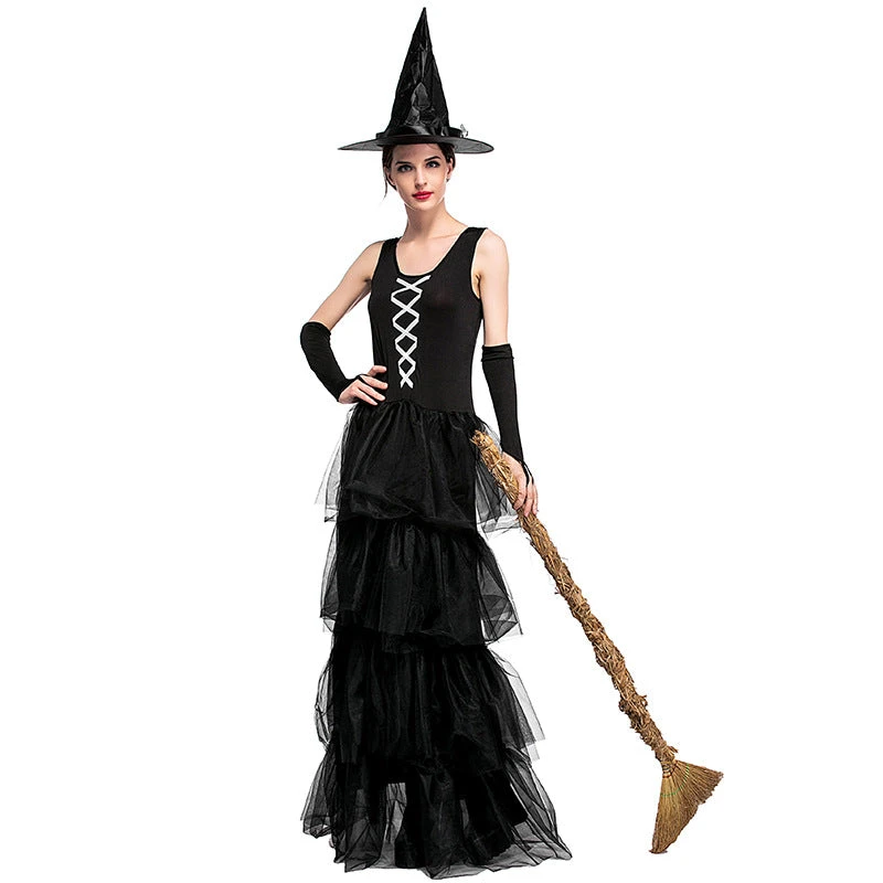 Black Sleeveless Pouf Cake Witch Costume Halloween/Stage Performance/Party 6 Black Sleeveless Pouf Cake Witch Costume Halloween/Stage Performance/Party - Image 4
