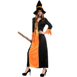 Orange Maxi Dress Witch Cosplay Costume Halloween & Stage Performance & Party -Procosplayshop 4464472575 1734513592