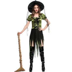 Green Irregular Dress Witch Cosplay Costume Halloween/Stage Performance/Party