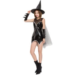Mesh Patent Leather Mini Dress Witch Costume Halloween/Stage Performance/Party 10 Mesh Patent Leather Mini Dress Witch Costume Halloween/Stage Performance/Party -Procosplayshop 4564688767 1734513592