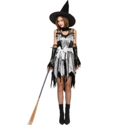 Faux Leather Lace Hot Stamping Witch Costume Halloween/Stage Performance/Party -Procosplayshop 4570915620 1734513592