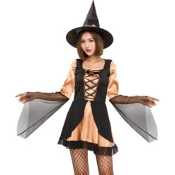 Orange Black Mesh Witch Cosplay Costume Halloween/Stage Performance/Party -Procosplayshop 4571281691 1734513592