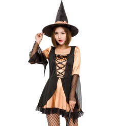 Orange Black Mesh Witch Cosplay Costume Halloween/Stage Performance/Party -Procosplayshop 4571284704 1734513592