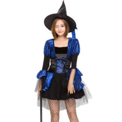 Deluxe Mesh Lace Blue & Black Witch Costume Halloween/Stage Performance/Party -Procosplayshop 4571911292 1734513592