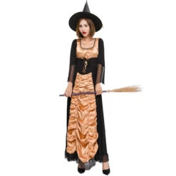 Black Muslin Maxi Dress Witch Costume Halloween/Stage Performance/Party