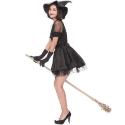 Black Muslin Mini Dress Witch Costume Halloween/Stage Performance/Party -Procosplayshop 6808510807 1734513592