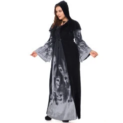 Plus Size Skeleton Printed Vampire Long Witch Costume Halloween/Stage/Party -Procosplayshop 8690581189 1734513592