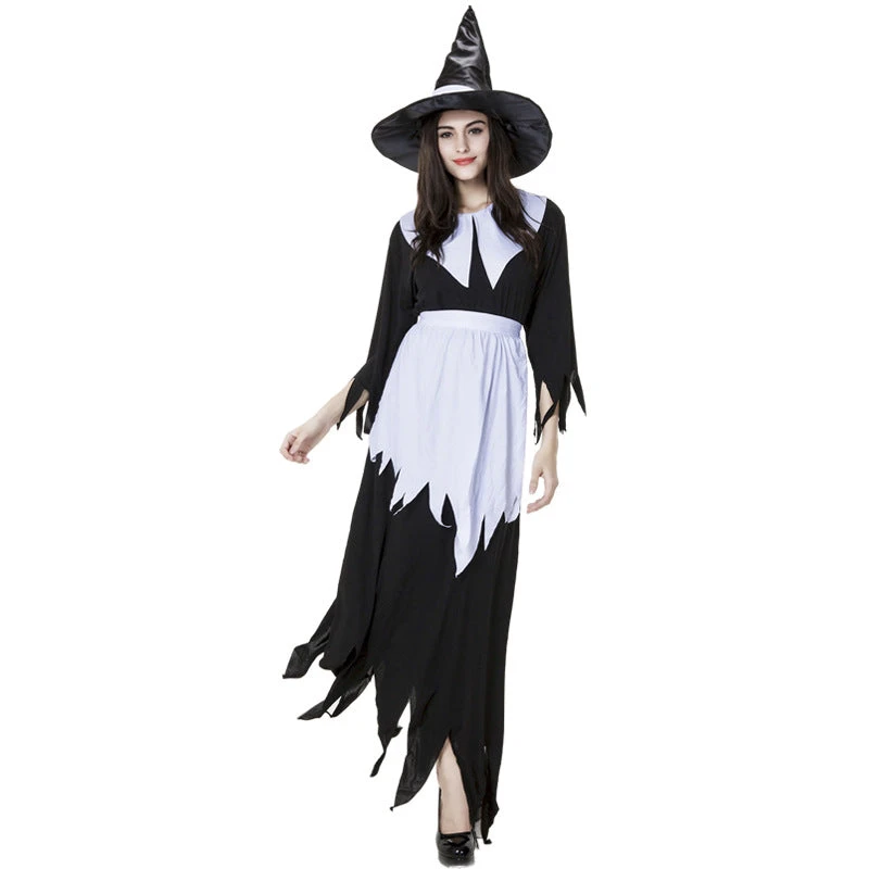 Black And White Irregular Witch Costume Halloween/Stage Performance/Party 4 Black And White Irregular Witch Costume Halloween/Stage Performance/Party - Image 2
