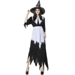 Black And White Irregular Witch Costume Halloween/Stage Performance/Party 8 Black And White Irregular Witch Costume Halloween/Stage Performance/Party -Procosplayshop 9032752623 1734513592