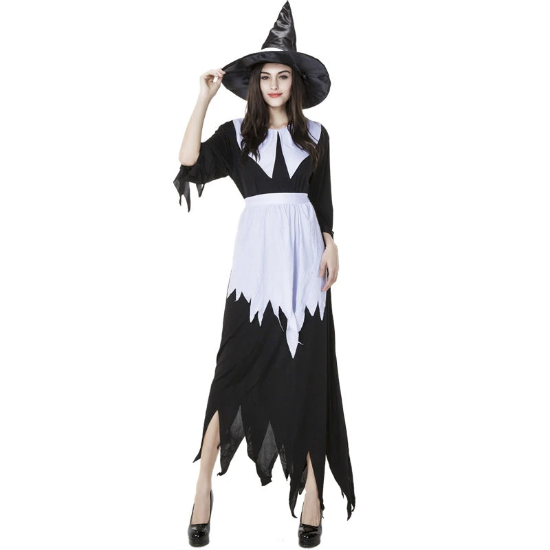 Black And White Irregular Witch Costume Halloween/Stage Performance/Party 5 Black And White Irregular Witch Costume Halloween/Stage Performance/Party - Image 3