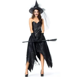 Black Tube Spider Web Witch Dark Queen Costume Halloween/Stage Performance/Party -Procosplayshop 9210492009 1734513592