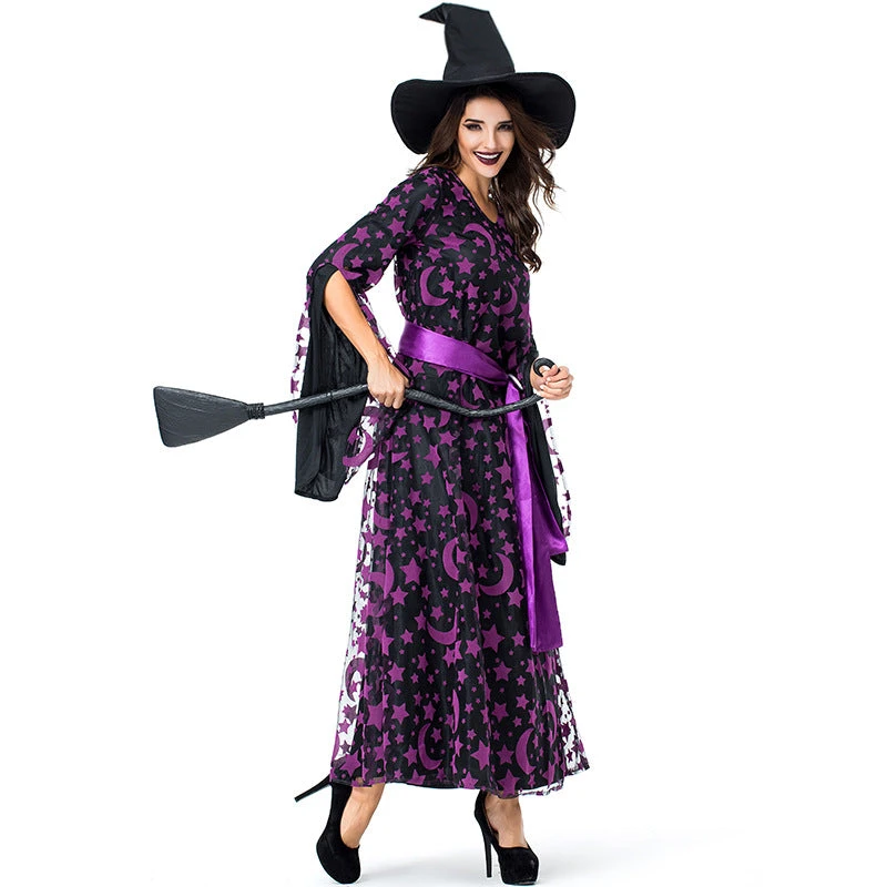 Purple Star Moon Magic Witch Costume Halloween/Stage Performance/Party 5 Purple Star Moon Magic Witch Costume Halloween/Stage Performance/Party - Image 3