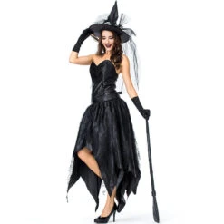Black Tube Spider Web Witch Dark Queen Costume Halloween/Stage Performance/Party -Procosplayshop 9252575521 1734513592