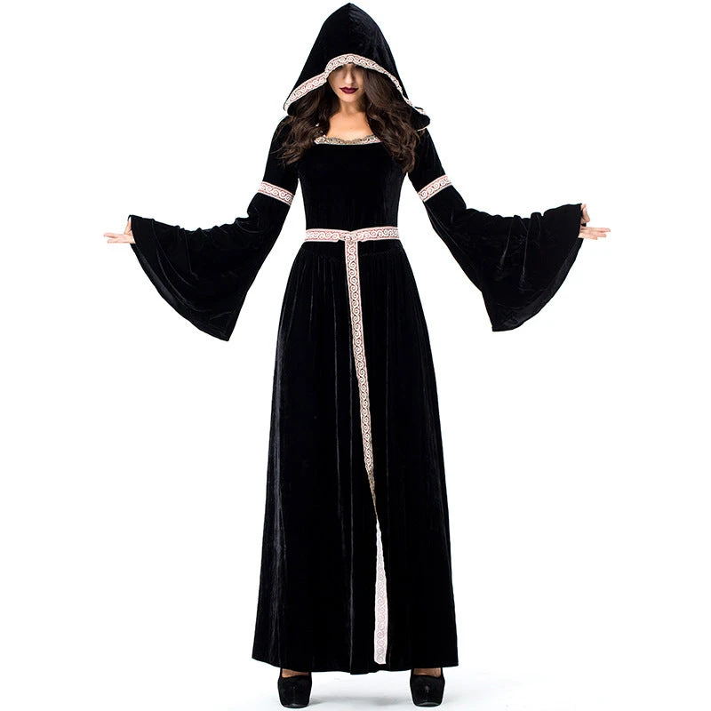 Retro Court Black Witch Cosplay Costume Halloween/Stage Performance/Party 4 Retro Court Black Witch Cosplay Costume Halloween/Stage Performance/Party - Image 2