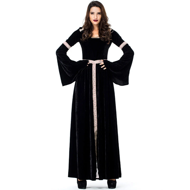 Retro Court Black Witch Cosplay Costume Halloween/Stage Performance/Party 5 Retro Court Black Witch Cosplay Costume Halloween/Stage Performance/Party - Image 3