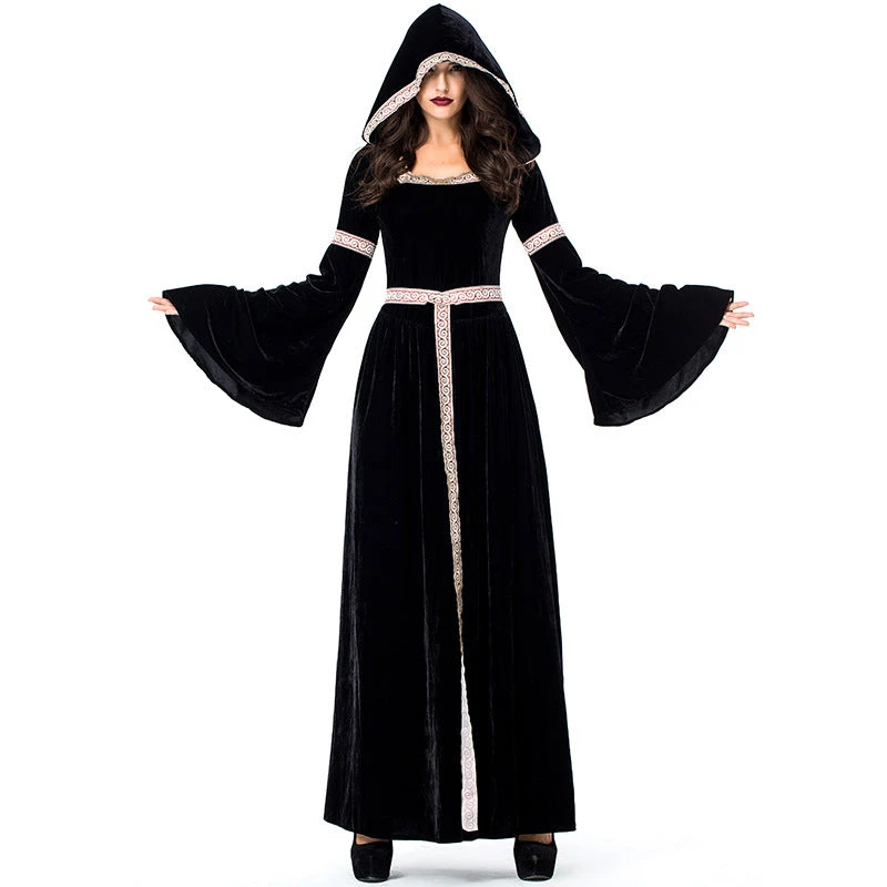 Retro Court Black Witch Cosplay Costume Halloween/Stage Performance/Party 3 Retro Court Black Witch Cosplay Costume Halloween/Stage Performance/Party