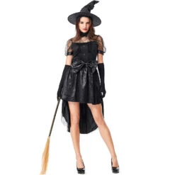 Black Sexy Lace Swallowtail Dress Witch Costume Halloween/Stage Performance/Party
